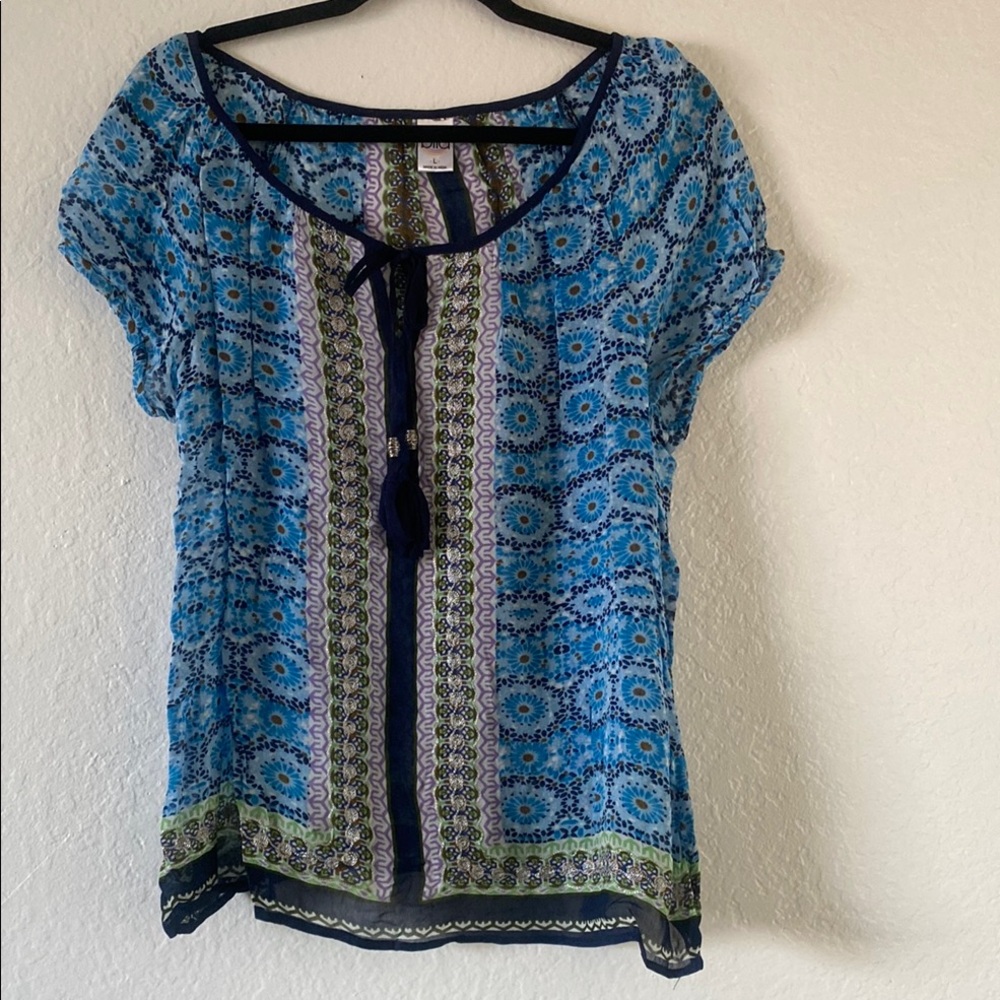 Bila Blue Patterned Women's Top Size L